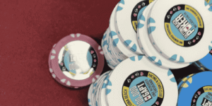 Stack of colorful poker chips