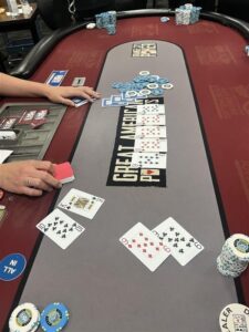 Poker table with cards and chips