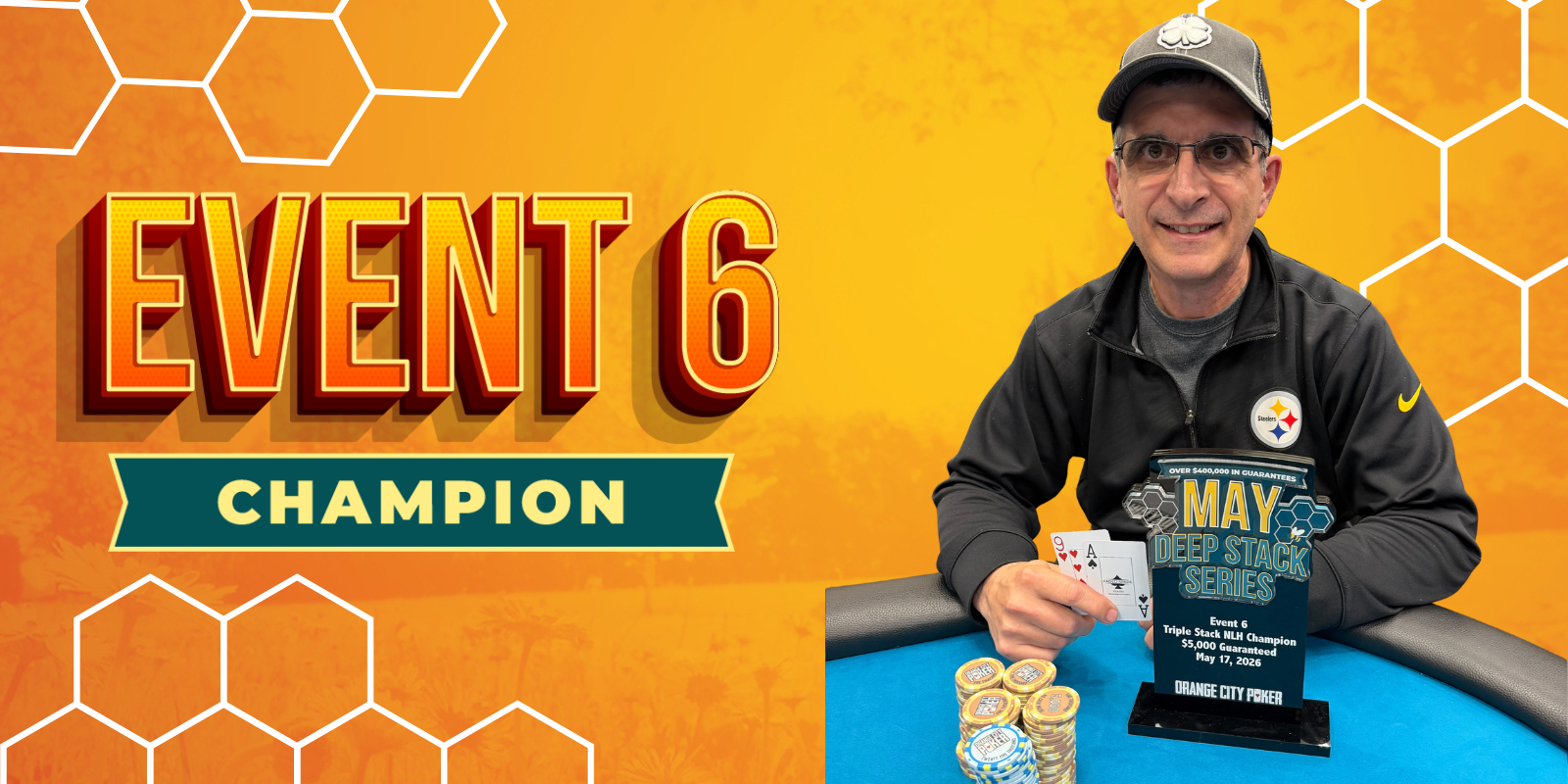 Poker champion holding winning cards