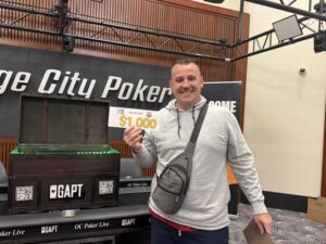 Man holding mystery bounty pull