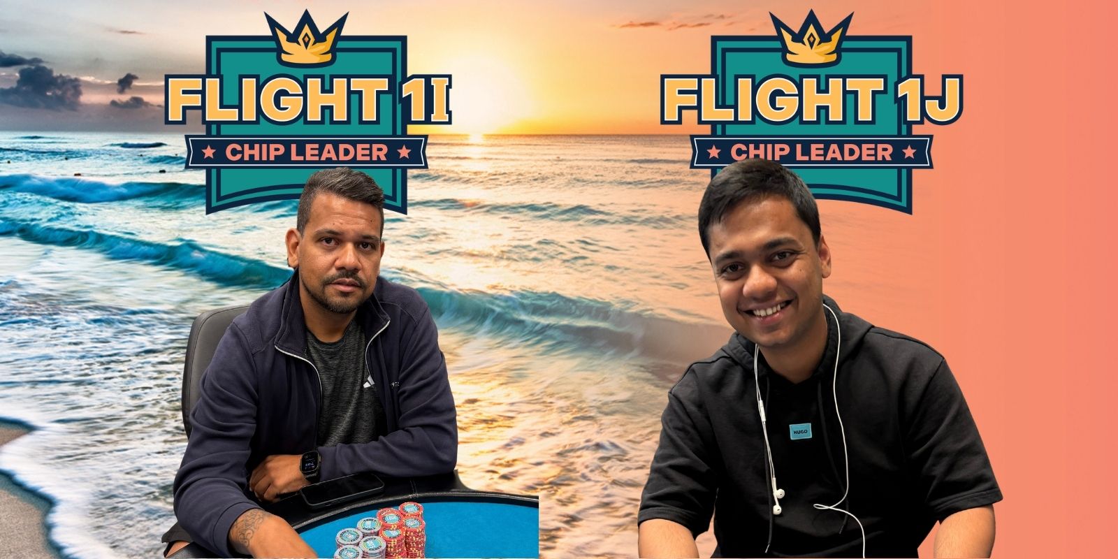 Two chip leaders by the beach