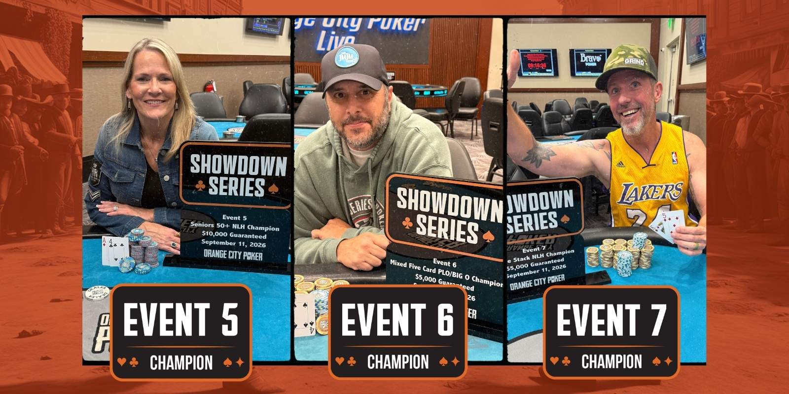 Poker tournament champions display trophies
